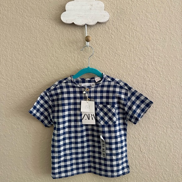 Zara Other - 💙5/$25💙Zara Navy Gingham Top 2-3Y NWT